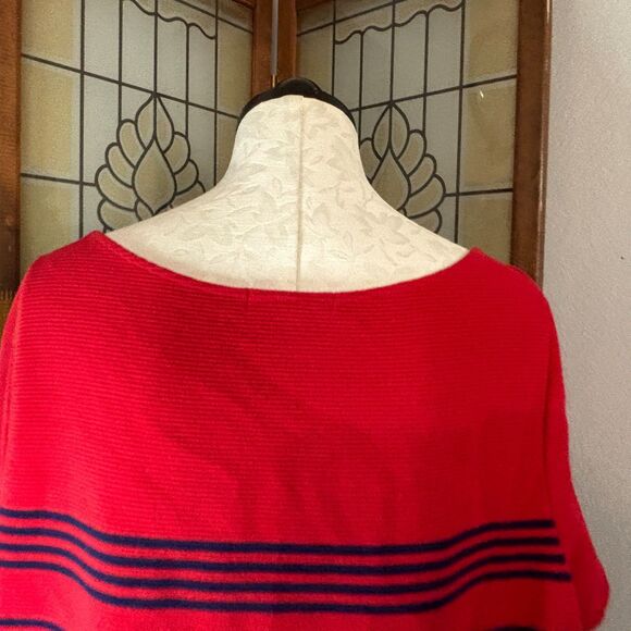 Lauren Ralph Lauren Red Navy Blue Stripe Cotton Ottoman Stitched Blouse Size 2X - Picture 6 of 9